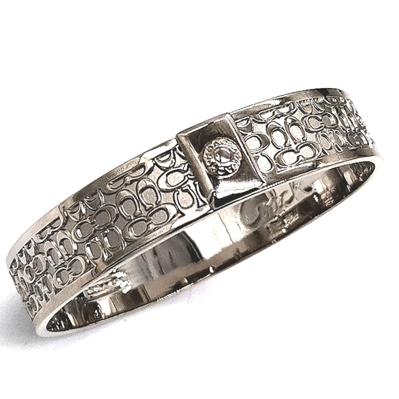 COACH Bangle Bracelet-Vintage Silver C Signature-Authentic - Picture 2 of 8